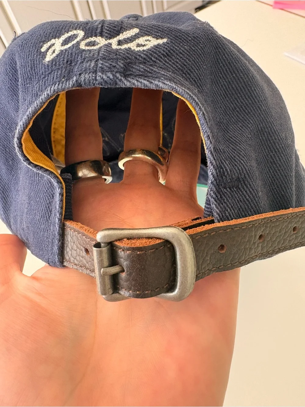 Ralph Lauren Navy Baseball Cap with Cream Script